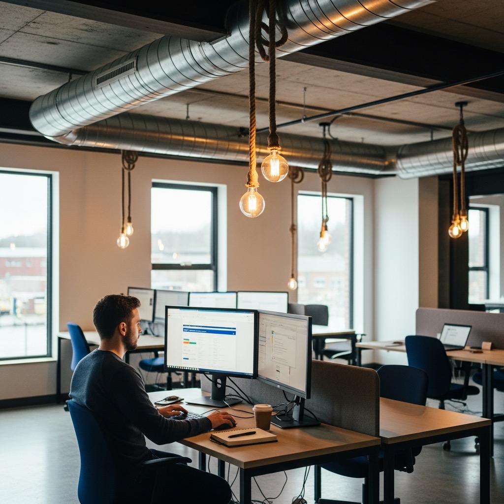 Dual monitor setup at The Foundry