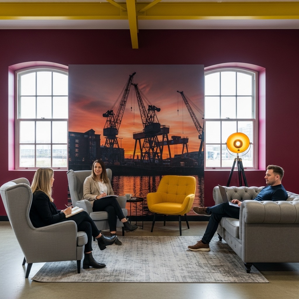 The breakout corner alive with people