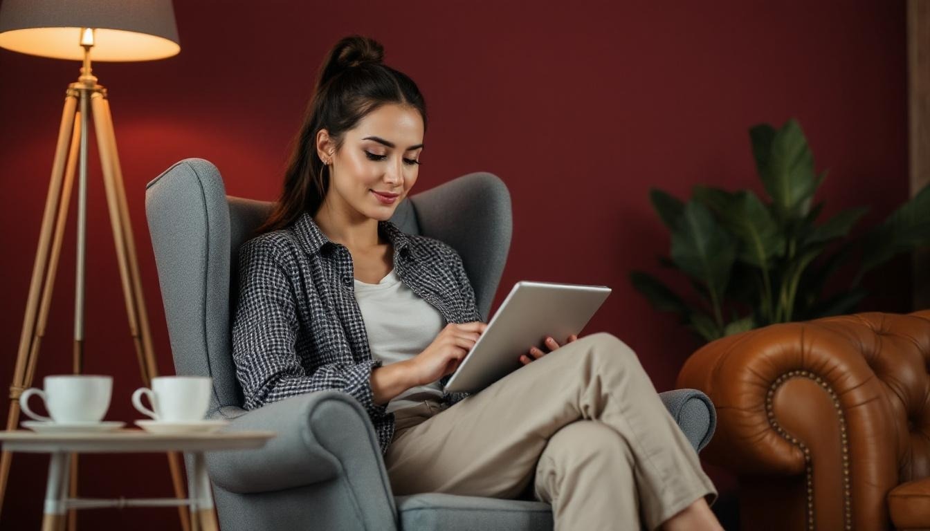 Reading in the wingback chair