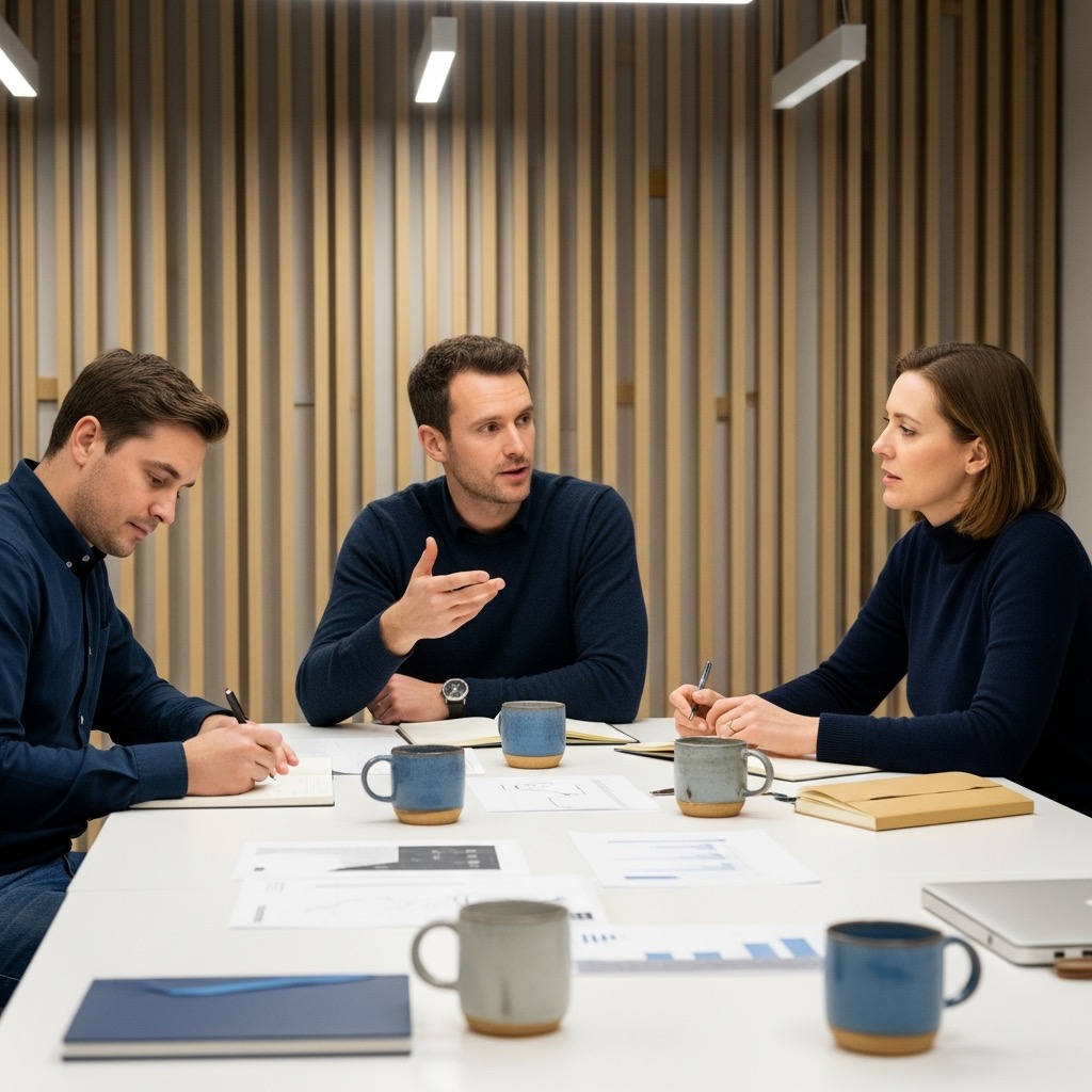 People collaborating over notebooks