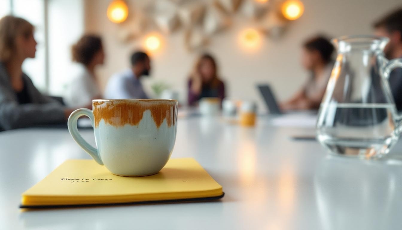 Ceramic mug and handwritten notes