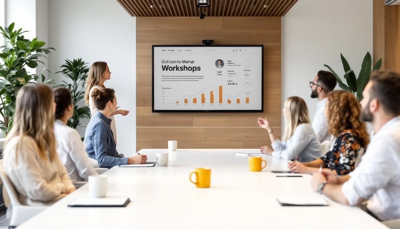 Presenter at the screen, full room