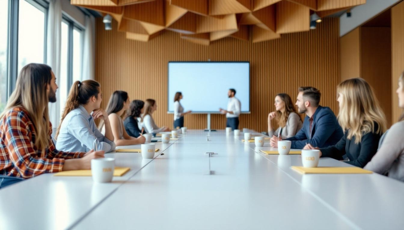 Table-level view down the boardroom