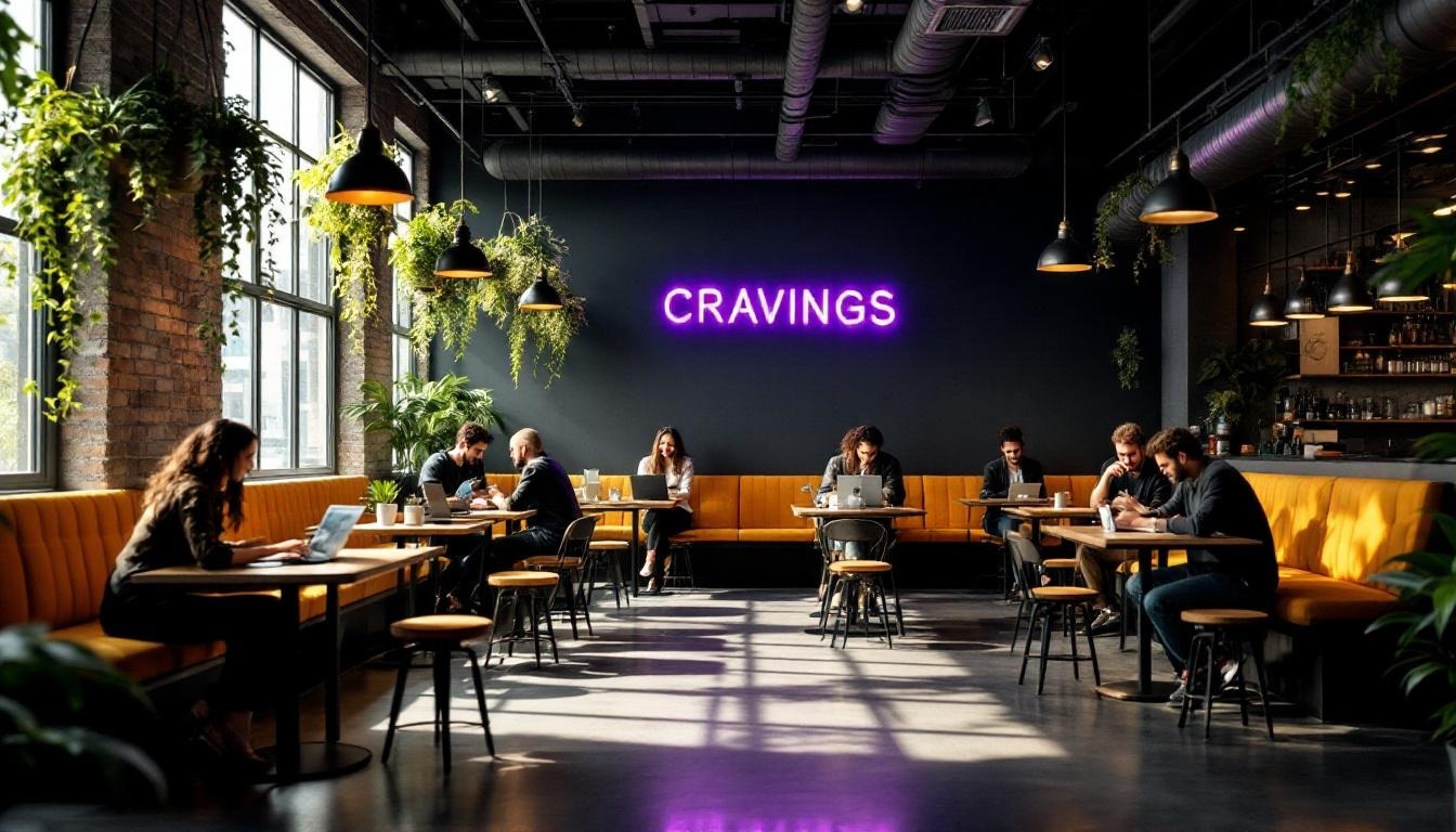 The cafe buzzing with people