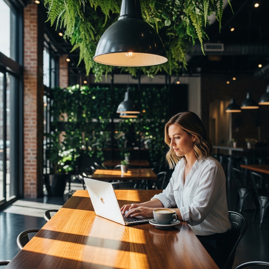 Working from the cafe